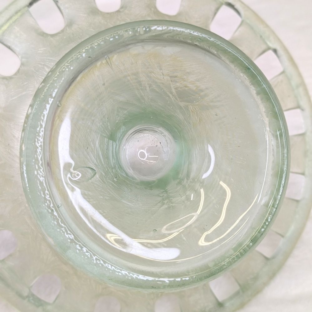 Vintage Frosted Eco Glass Pedestal Bowl Compote Dish - Picture 8 of 12